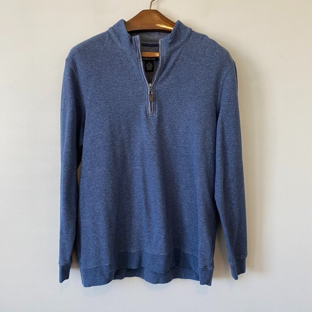 Magaschoni Blue 1/2 Zip Pullover Sweater Mens Medium